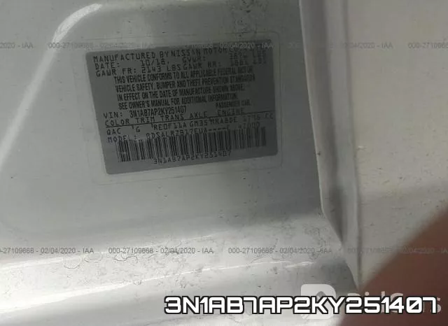 3N1AB7AP2KY251407 фото 10