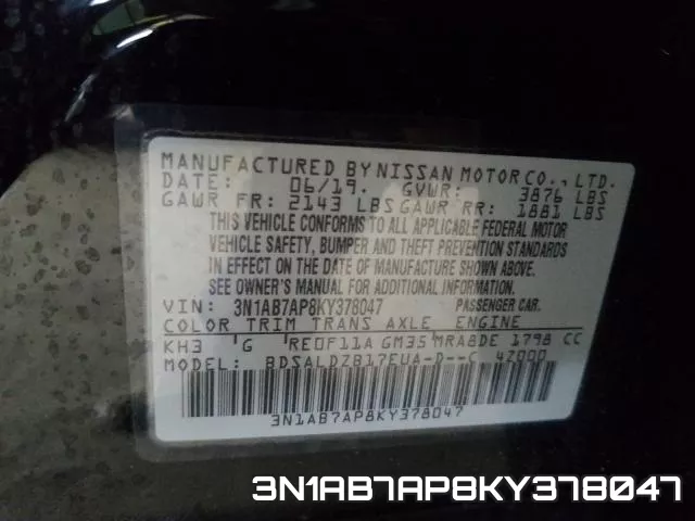 3N1AB7AP8KY378047 фото 2