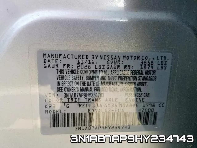 3N1AB7AP9HY234743 фото 2