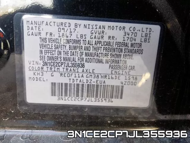 3N1CE2CP7JL355936 фото 2