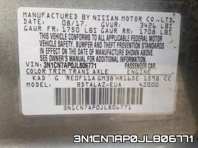 3N1CN7AP0JL806771 фото 2