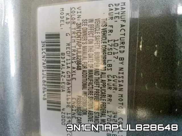 3N1CN7AP1JL828648 фото 2