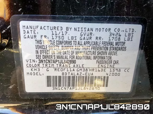 3N1CN7AP1JL842890 фото 2