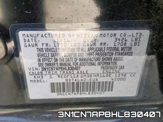 3N1CN7AP8HL830407 фото 2