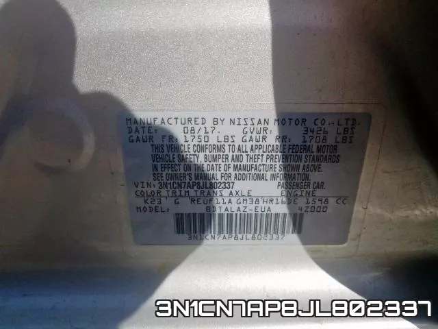 3N1CN7AP8JL802337 фото 2
