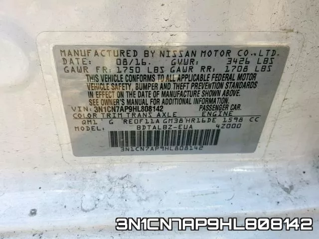 3N1CN7AP9HL808142 фото 2