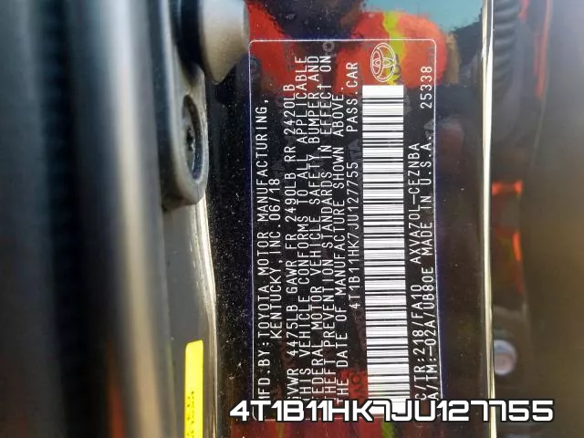 4T1B11HK7JU127755 фото 2