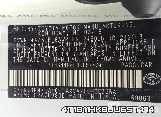 4T1B11HK8JU657474 фото 10