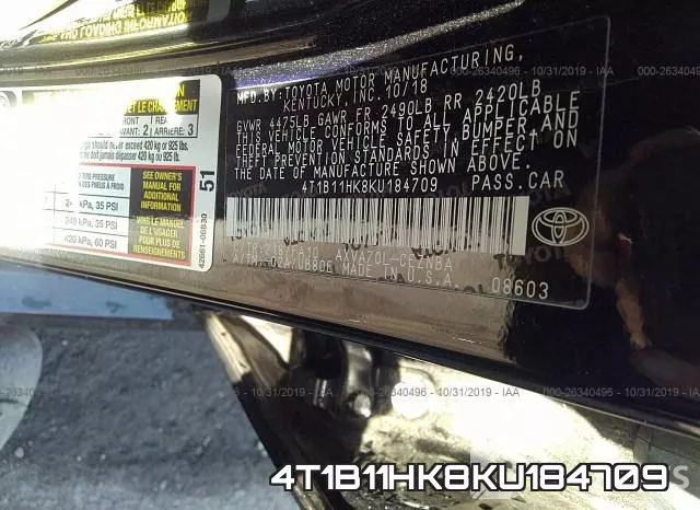 4T1B11HK8KU184709 фото 10