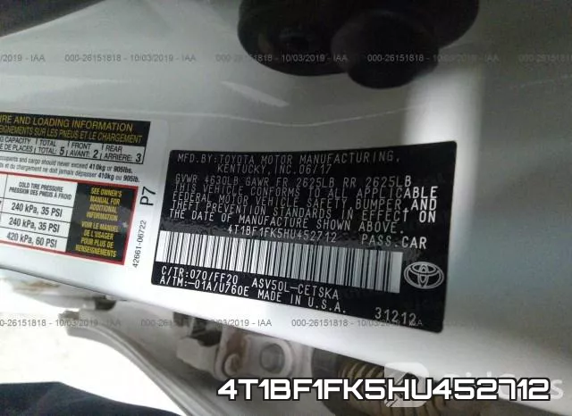 4T1BF1FK5HU452712 фото 10