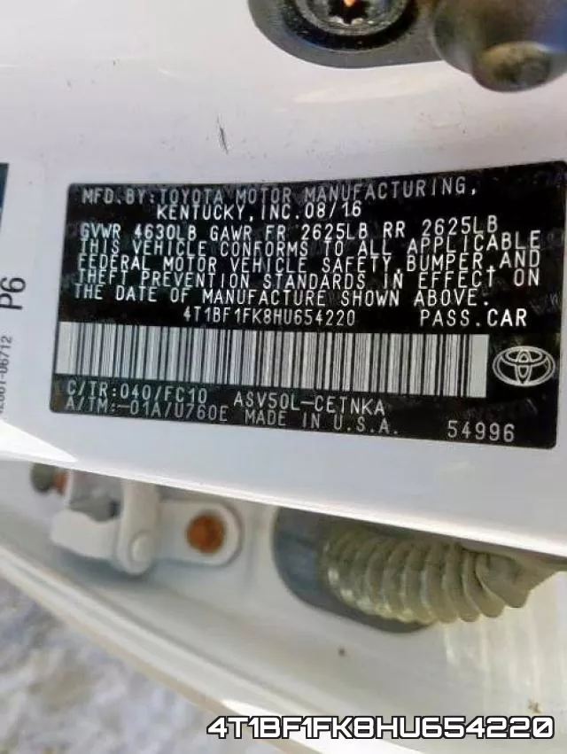 4T1BF1FK8HU654220 фото 2