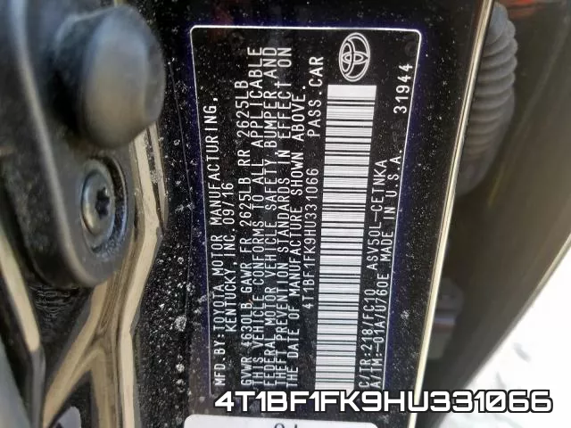 4T1BF1FK9HU331066 фото 2