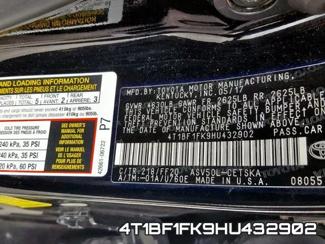 4T1BF1FK9HU432902 фото 2