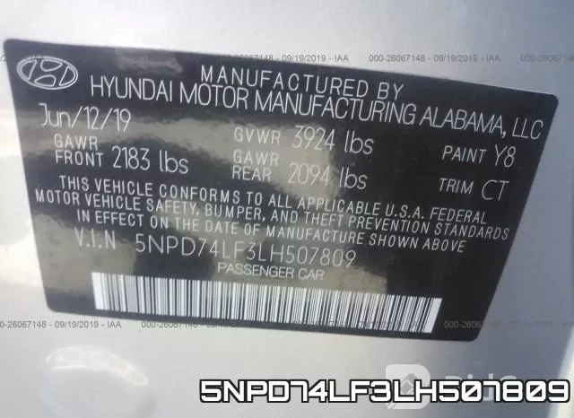 5NPD74LF3LH507809 фото 10