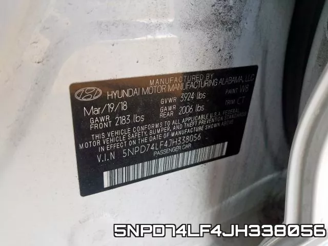 5NPD74LF4JH338056 фото 2