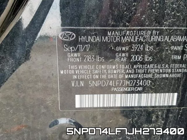 5NPD74LF7JH273400 фото 2