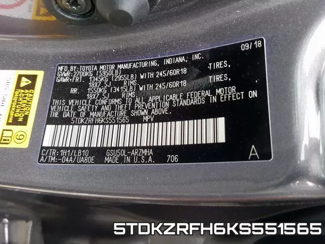 5TDKZRFH6KS551565 фото 2
