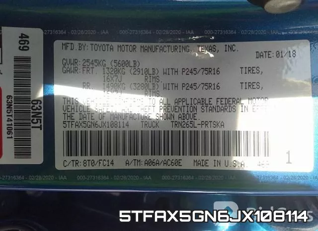5TFAX5GN6JX108114 фото 10