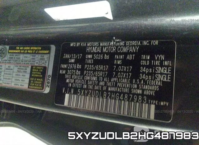 5XYZUDLB2HG487983 фото 10