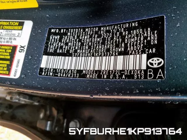 5YFBURHE1KP913764 фото 2