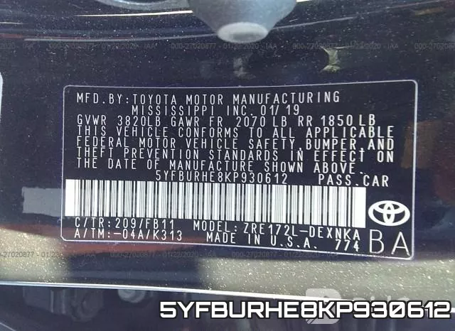 5YFBURHE8KP930612 фото 10