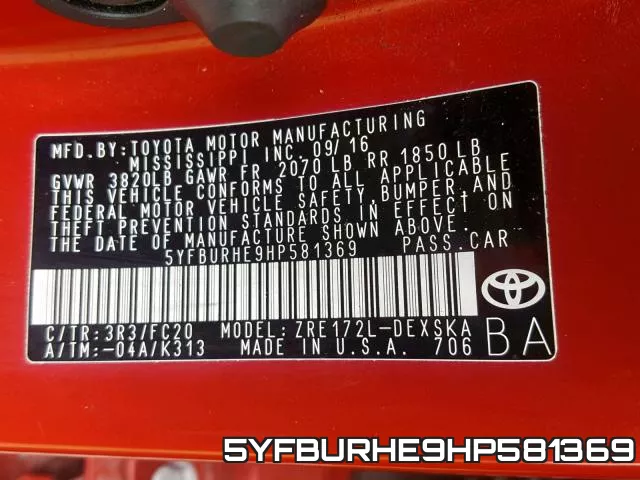 5YFBURHE9HP581369 фото 2
