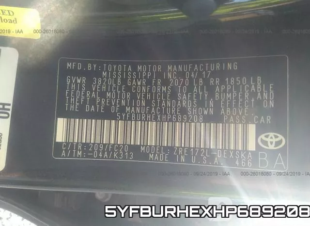 5YFBURHEXHP689208 фото 10