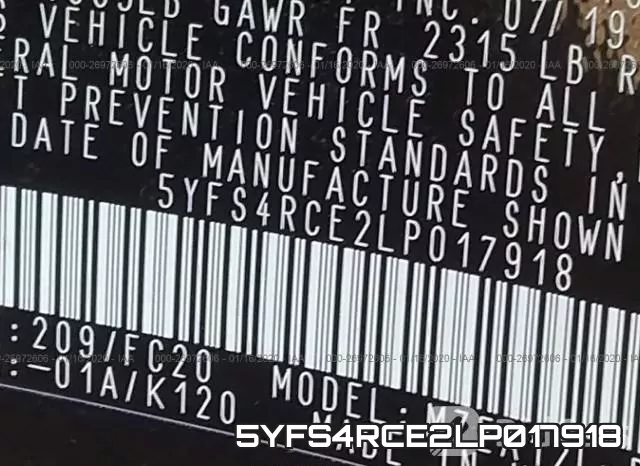 5YFS4RCE2LP017918 фото 10
