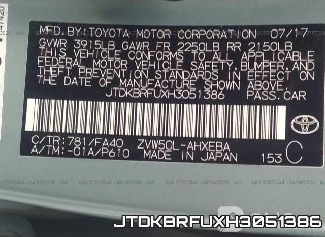JTDKBRFUXH3051386 фото 10