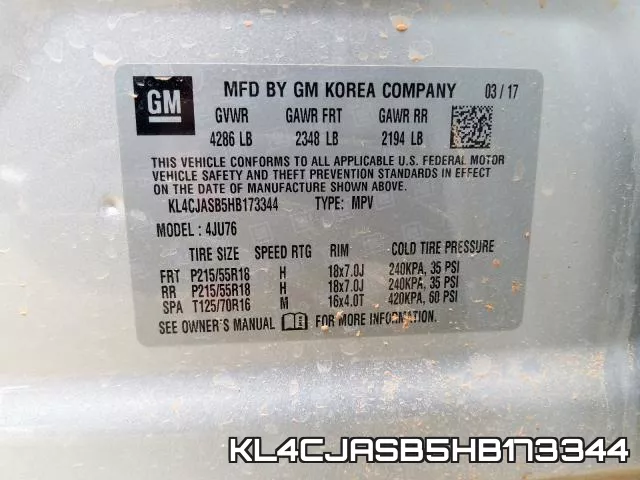 KL4CJASB5HB173344 фото 2