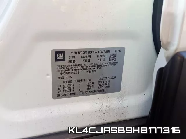 KL4CJASB9HB177316 фото 2