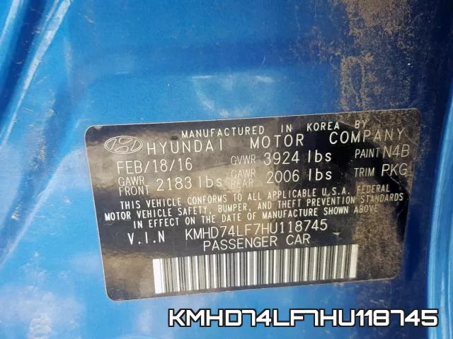 KMHD74LF7HU118745 фото 2