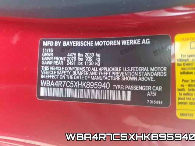 WBA4R7C5XHK895940 фото 2