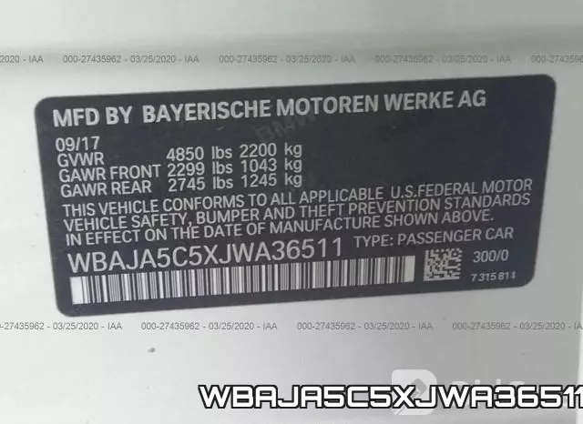 WBAJA5C5XJWA36511 фото 10