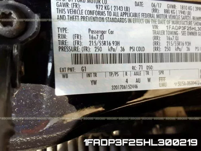 1FADP3F25HL300219 фото 2