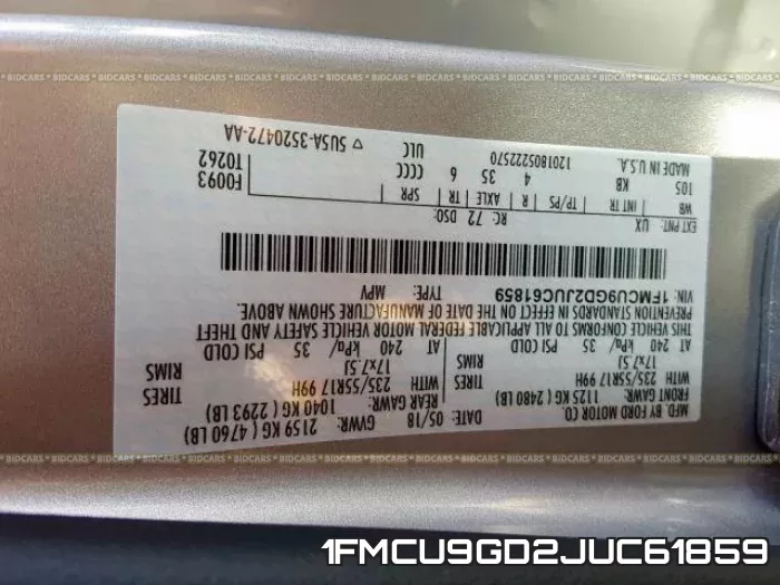 1FMCU9GD2JUC61859 фото 2