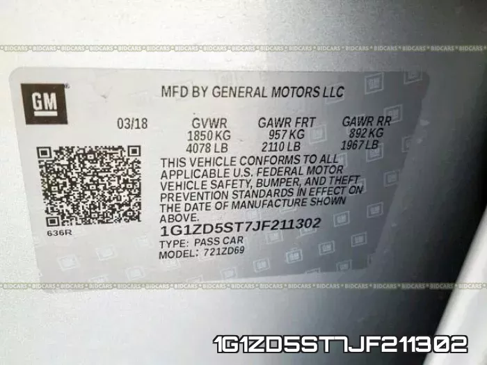 1G1ZD5ST7JF211302 фото 2