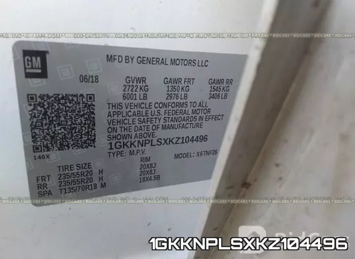 1GKKNPLSXKZ104496 фото 10