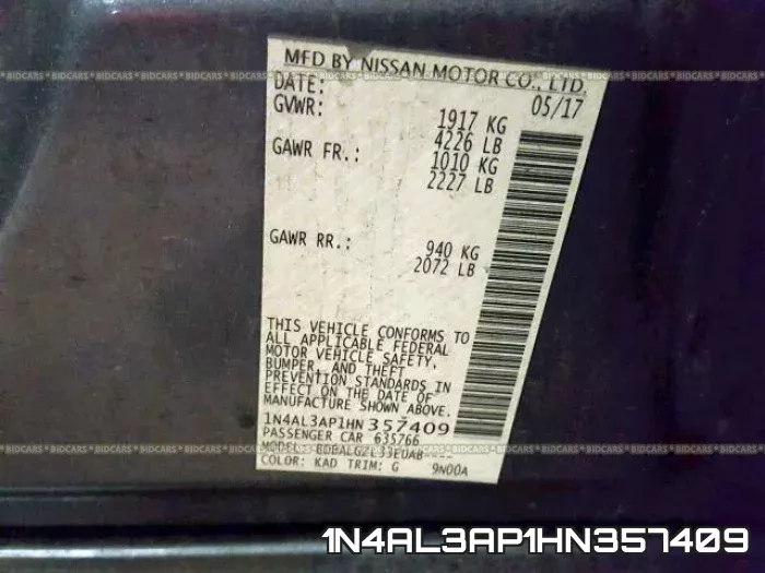 1N4AL3AP1HN357409 фото 2