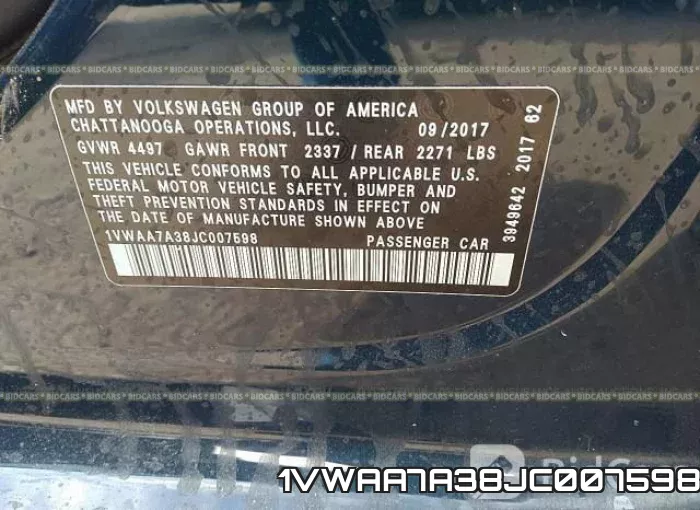 1VWAA7A38JC007598 фото 10