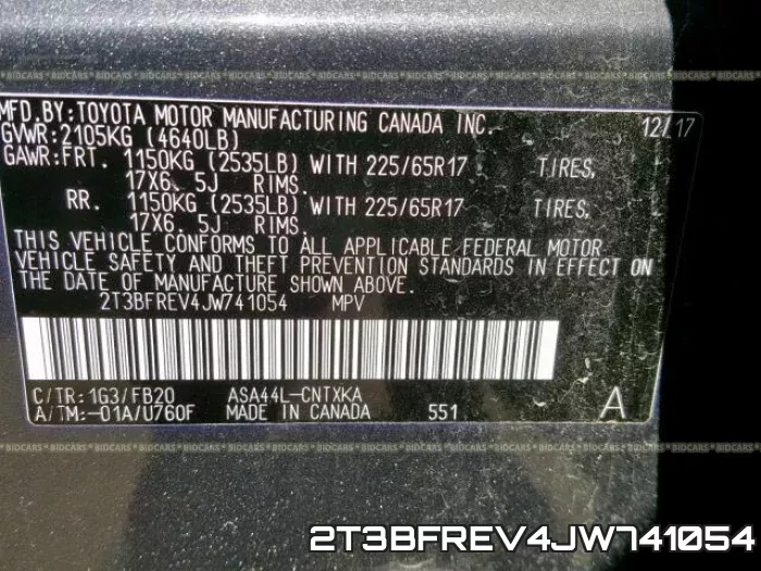 2T3BFREV4JW741054 фото 2