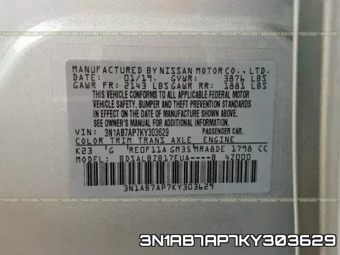 3N1AB7AP7KY303629 фото 2
