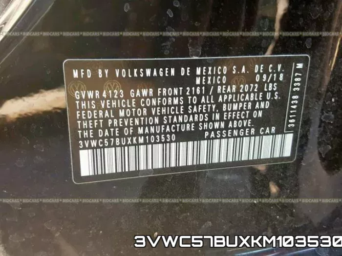 3VWC57BUXKM103530 фото 2