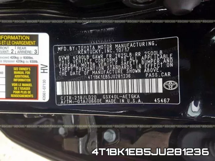 4T1BK1EB5JU281236 фото 2