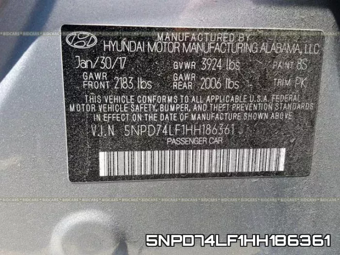 5NPD74LF1HH186361 фото 2
