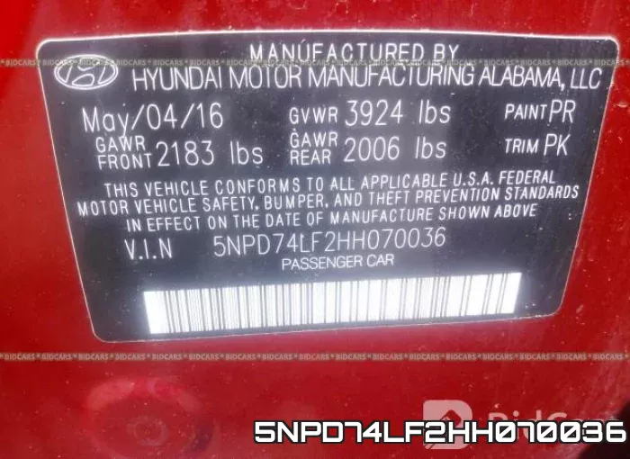5NPD74LF2HH070036 фото 10