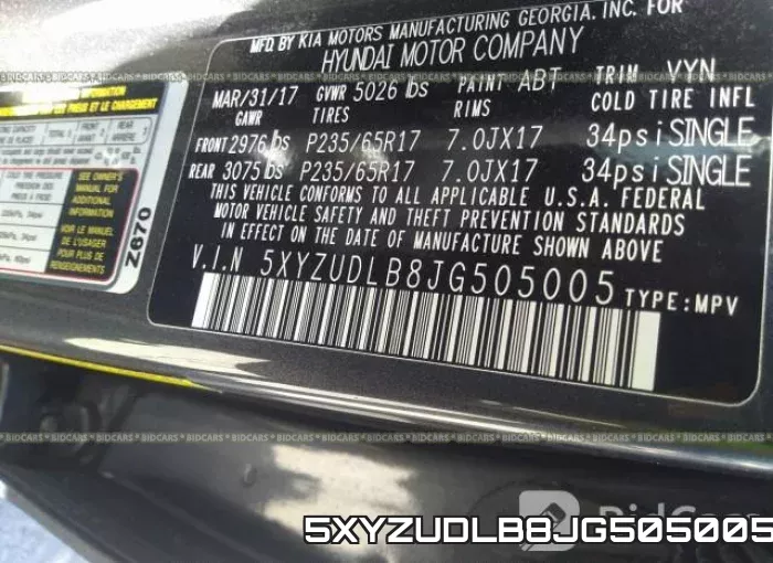 5XYZUDLB8JG505005 фото 10