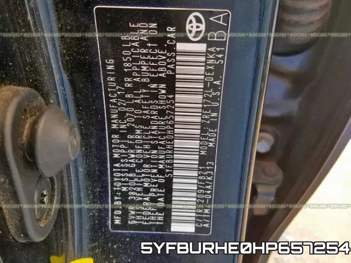 5YFBURHE0HP657254 фото 2