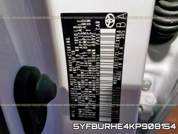 5YFBURHE4KP908154 фото 2