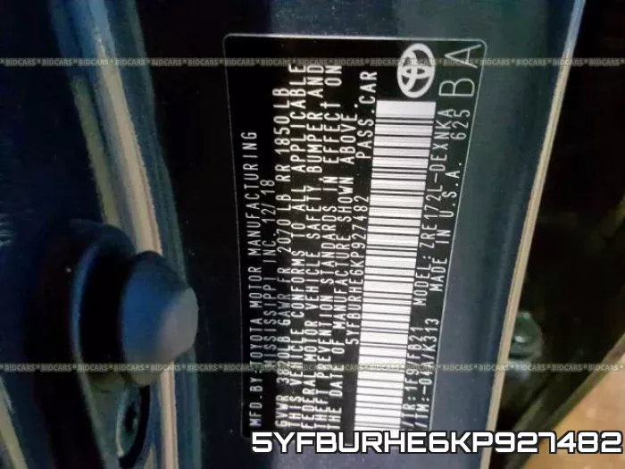 5YFBURHE6KP927482 фото 2